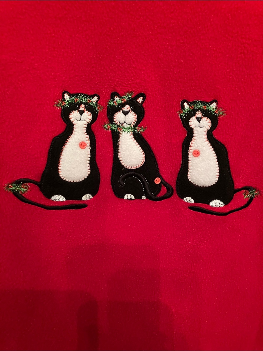 Cathy Daniels C.D. Petites Red Crewneck cozy Christmas cat pullover. Size PM - Picture 2 of 9